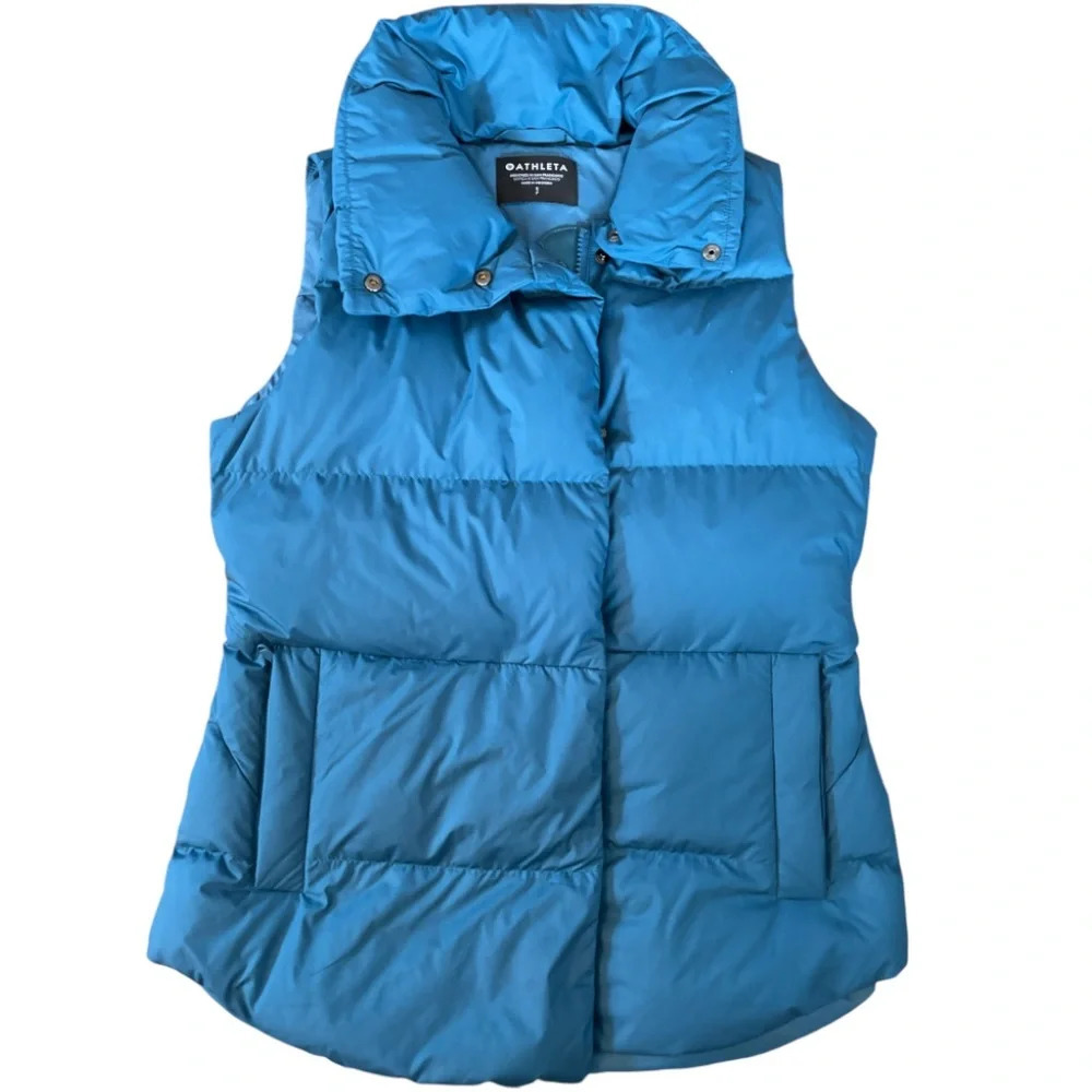 Athleta Downtown Vest Puffer Womens Size SP Semi Fitted Beautiful Blue - Picture 2 of 5